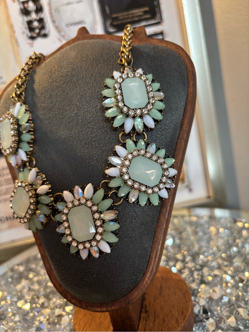 Cara New York Mint Green Statement Bib Necklace - Picture 5 of 8